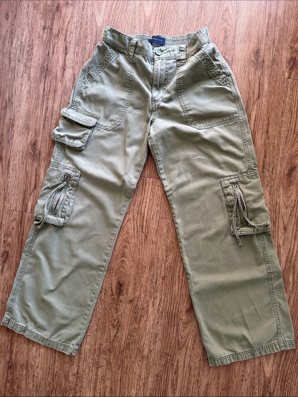 Aeropostale Utility Cargo Pants XS Olive Green Y2K High Rise Wide Leg